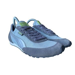 Puma Sport Lifestyle Suede Sparkle Sneakers Blue Silver Low Top Lace Up 8.5